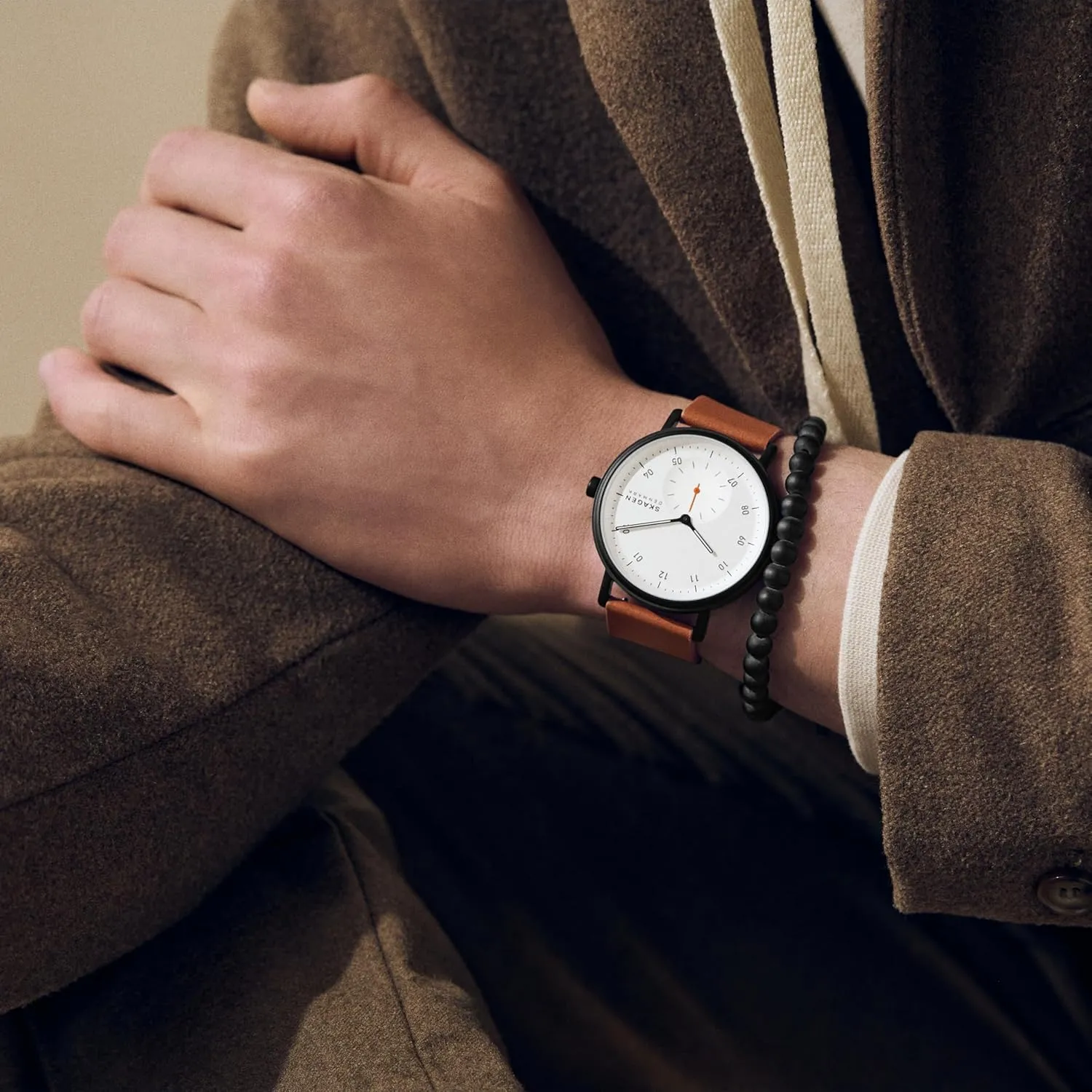 Skagen Kuppel or Riis Minimalist Men's Watch with Stainless Steel Mesh or Leather Band
