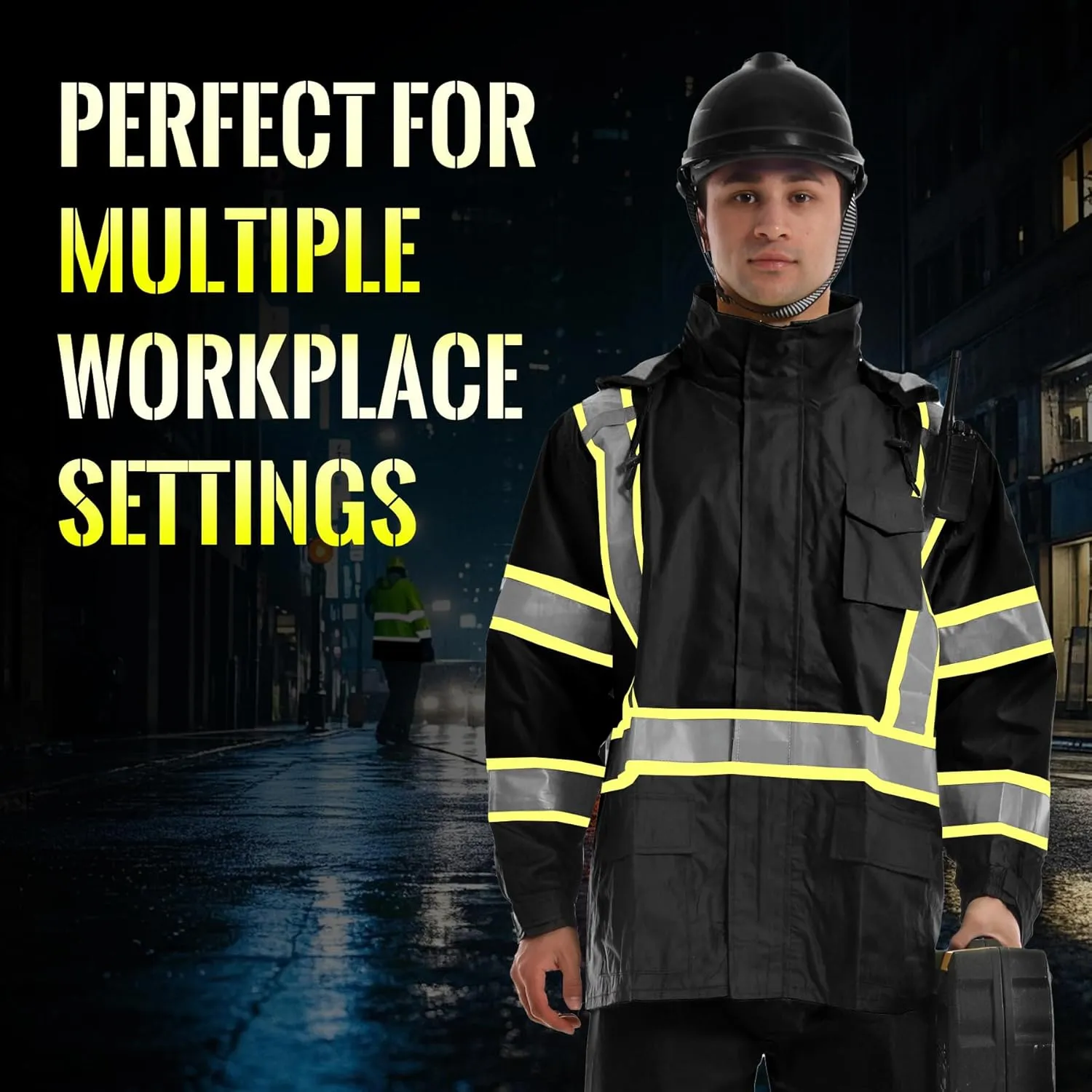 SKSAFETY Safety Softshell Jacket for men, High Visibility Rain coat, Waterproof Hi Vis Rain jacket, ANSI/ISEA Class 3