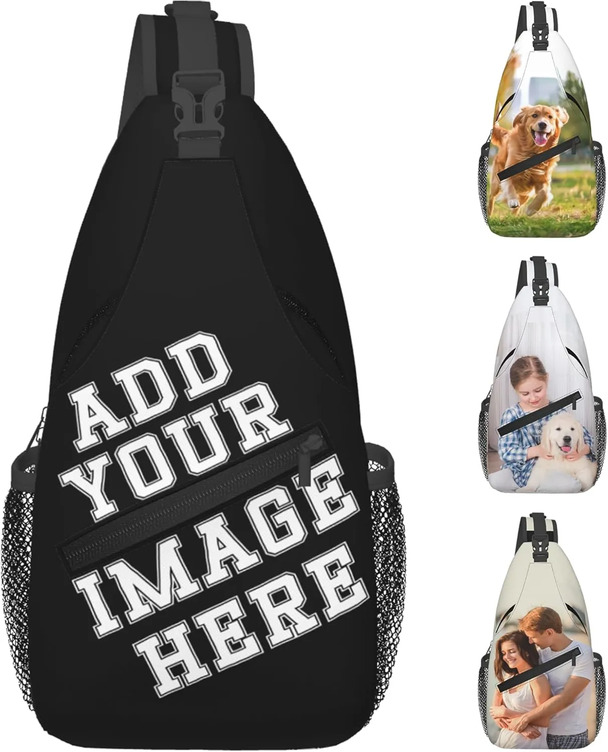 Sling Backpack Add Your Logo Photo Text Personalized Crossbody Sling Bags Design Your Own Custom Bag for Men Women