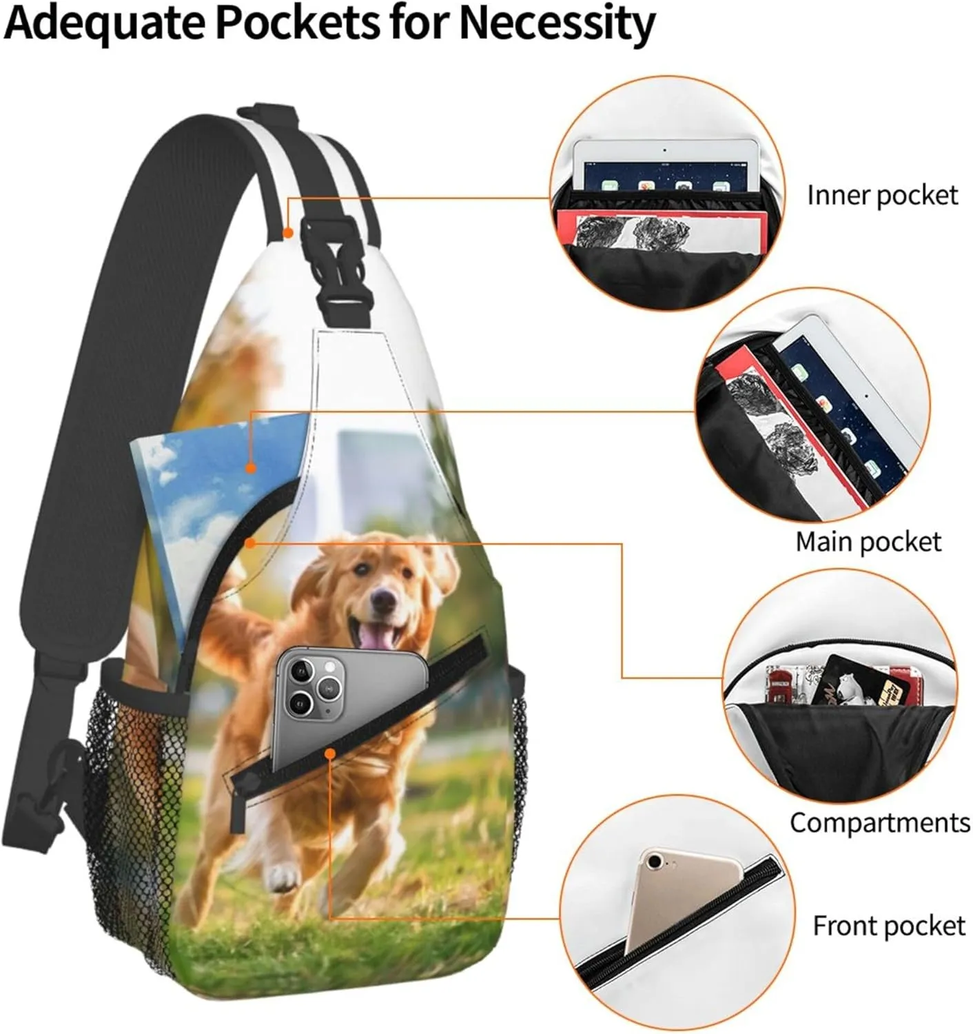Sling Backpack Add Your Logo Photo Text Personalized Crossbody Sling Bags Design Your Own Custom Bag for Men Women