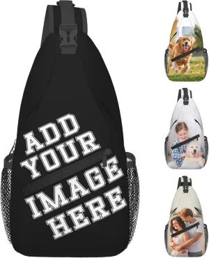 Sling Backpack Add Your Logo Photo Text Personalized Crossbody Sling Bags Design Your Own Custom Bag for Men Women