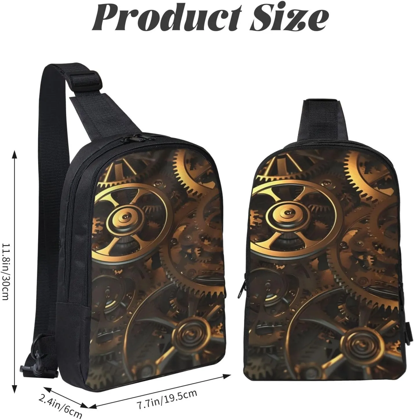 Sling Backpack Crossbody Sling Bag for Men Women Cross Chest Bag Cool Steampunk Gears Shoulder Bag Travel Hiking Daypack