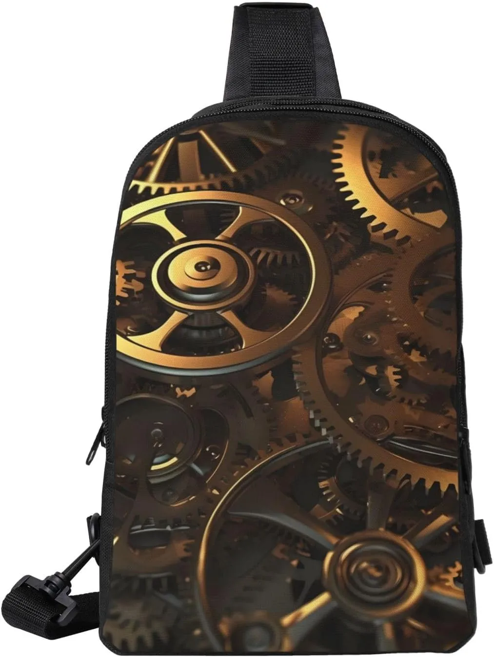 Sling Backpack Crossbody Sling Bag for Men Women Cross Chest Bag Cool Steampunk Gears Shoulder Bag Travel Hiking Daypack