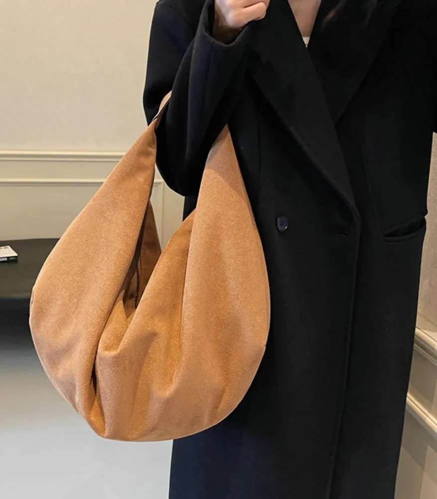 Slouchy Suede Shoulder Bag for Women Large Dumpling Tote Purse Soft Handbags Casual Top Handle Satchel