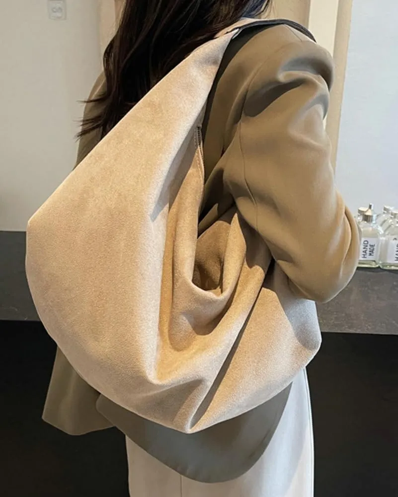 Slouchy Suede Shoulder Bag for Women Large Dumpling Tote Purse Soft Handbags Casual Top Handle Satchel