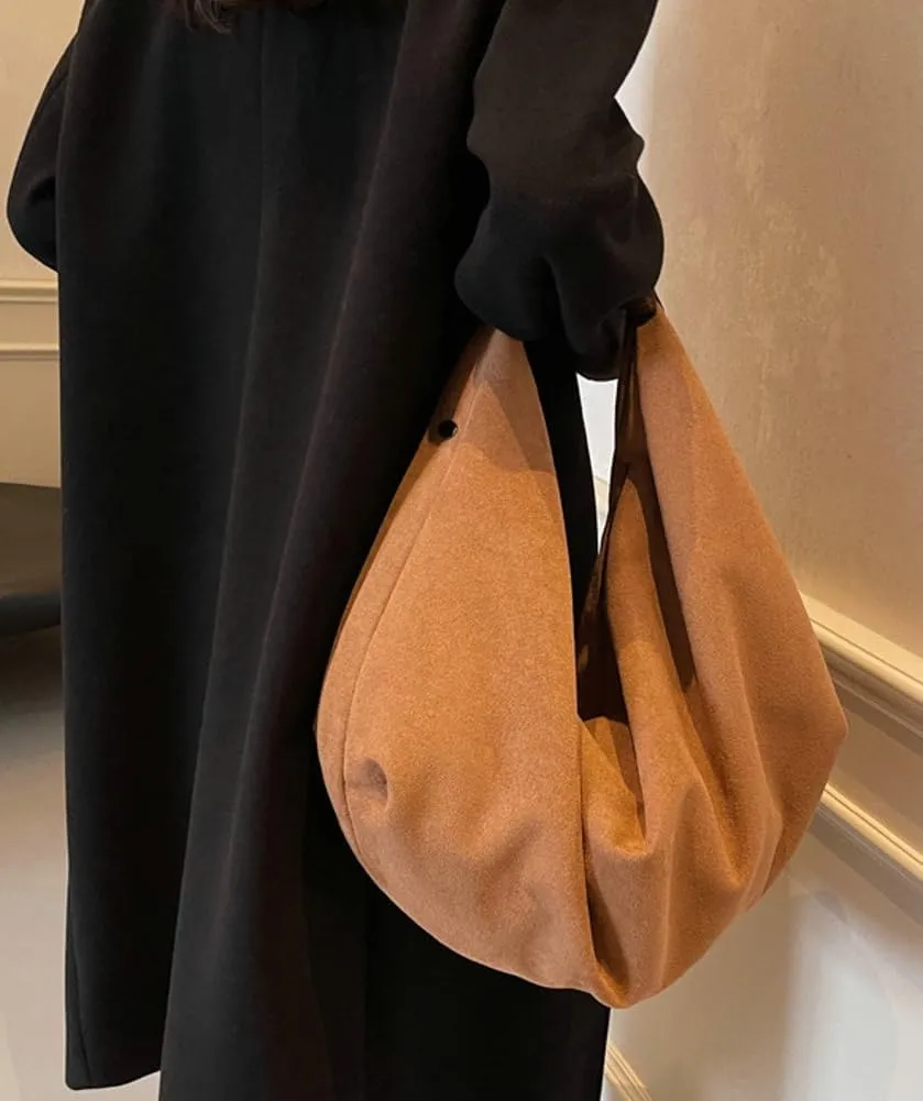 Slouchy Suede Shoulder Bag for Women Large Dumpling Tote Purse Soft Handbags Casual Top Handle Satchel