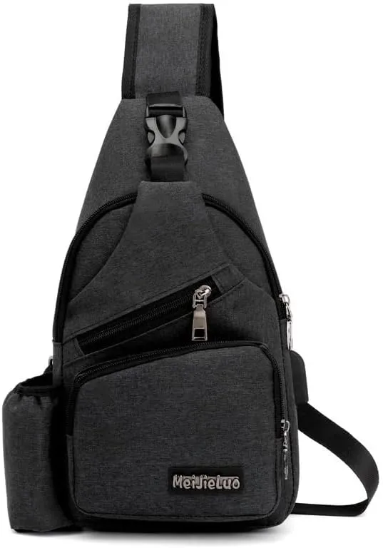 Small Chest Bag Pack Travel Sport Shoulder Sling Backpack Crossbody Bag (Black)