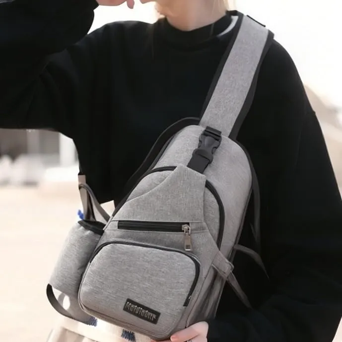 Small Chest Bag Pack Travel Sport Shoulder Sling Backpack Crossbody Bag (Black)