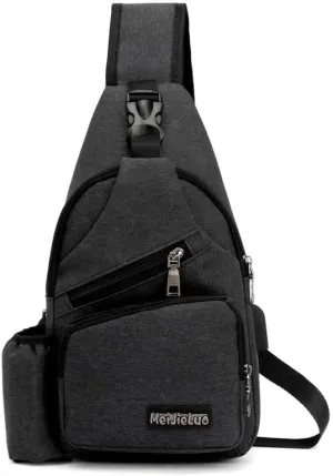 Small Chest Bag Pack Travel Sport Shoulder Sling Backpack Crossbody Bag (Black)