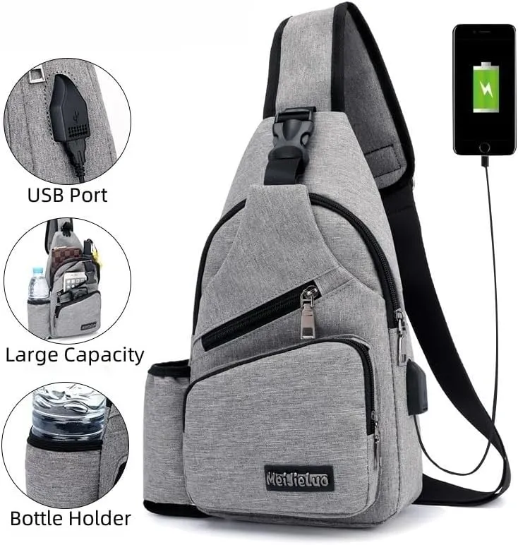 Small Chest Bag Pack Travel Sport Shoulder Sling Backpack Crossbody Bag (Black)