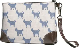 Small Clutch Purses for Women - Minimalist Plaid Cartoon Cute Goat Leather Wristlet Wallets for Women with Wrist Strap