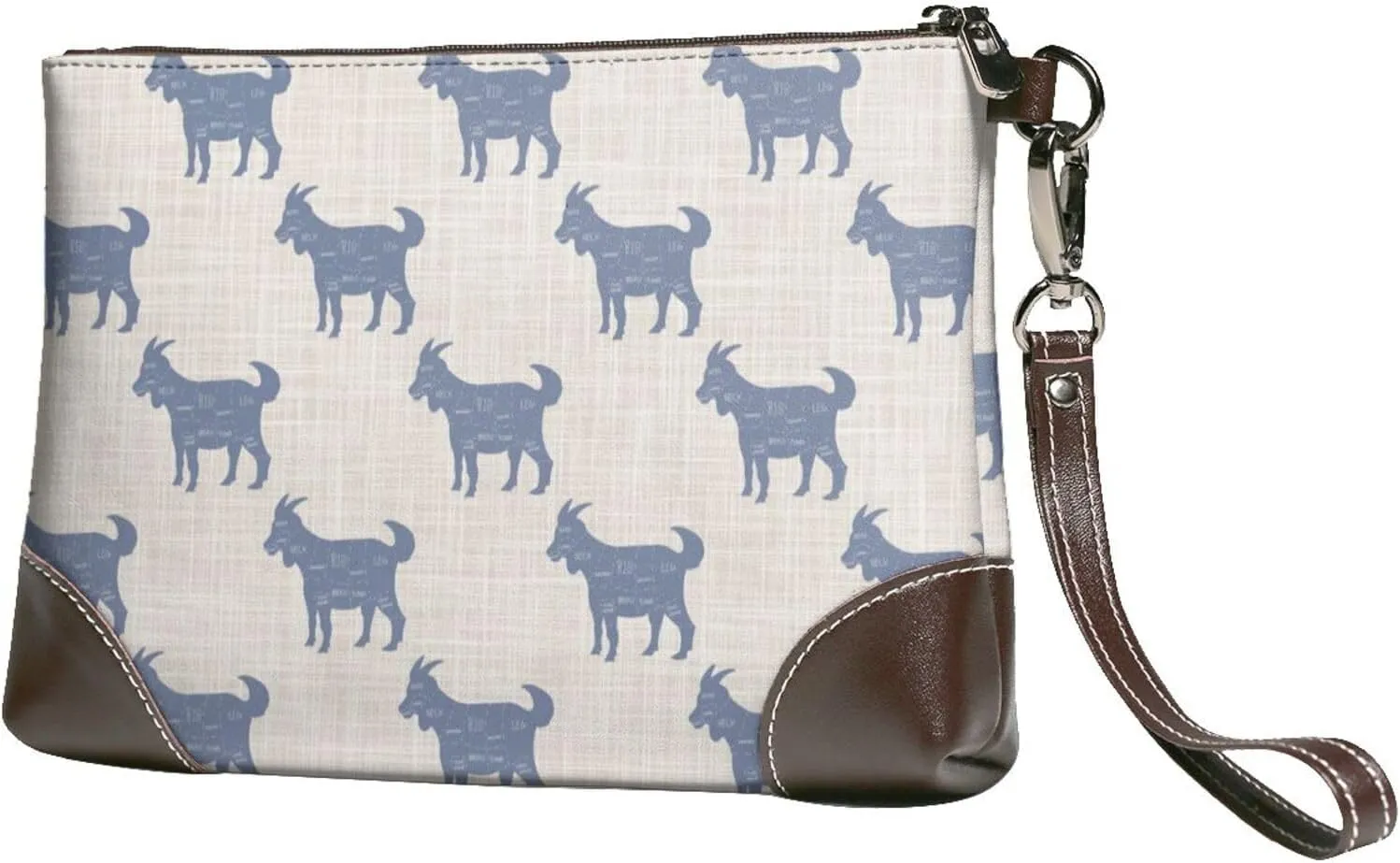 Small Clutch Purses for Women - Minimalist Plaid Cartoon Cute Goat Leather Wristlet Wallets for Women with Wrist Strap