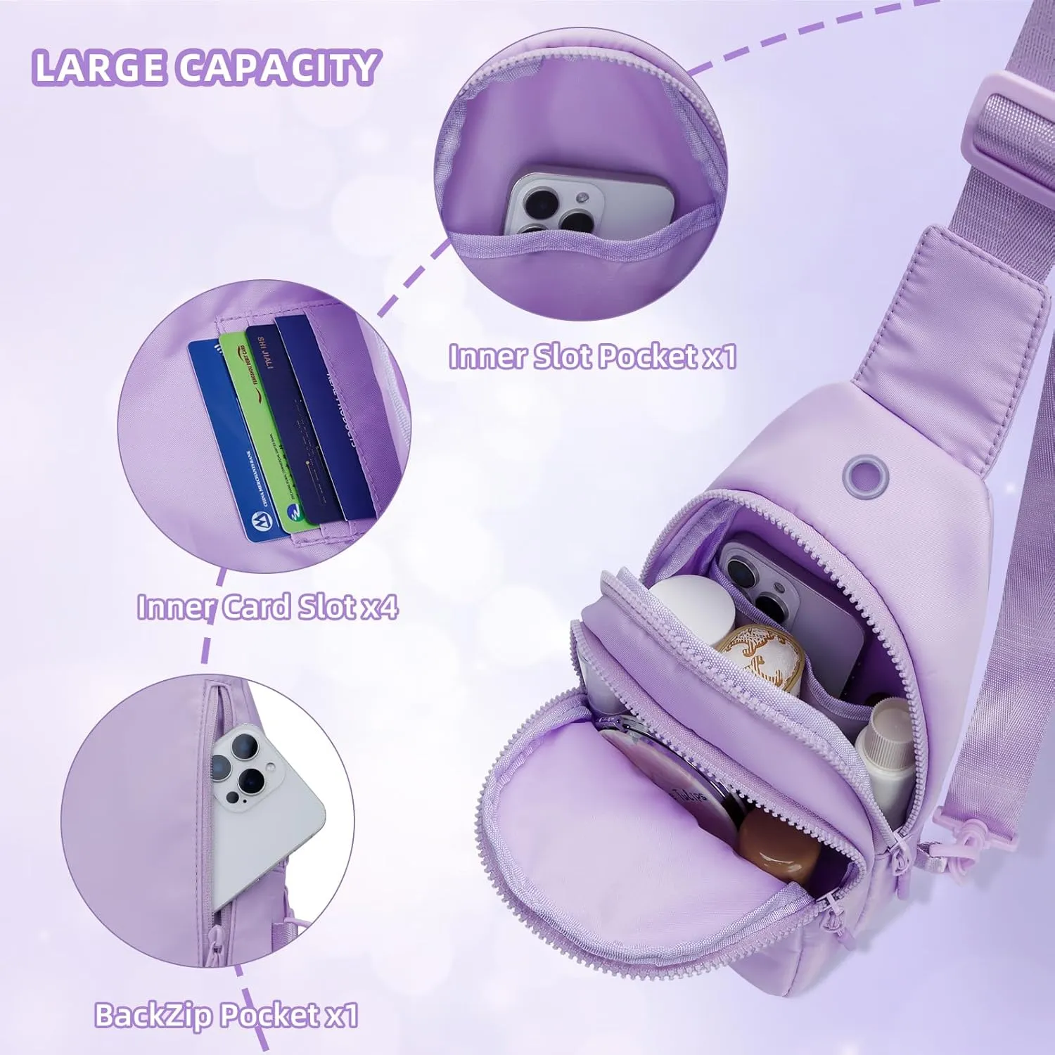 Small Initial Crossbody Sling Bag for Girls and Women, Cute Kids Fanny Pack, Personalized Gift for 7 8 9 10 11 12 13 Year Old Girls(Lavender,M)