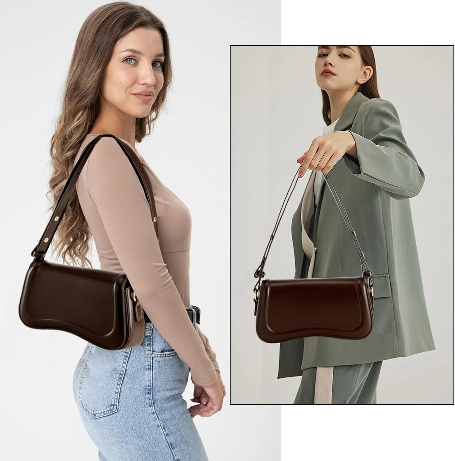 Small Shoulder Bag for women,Crossbody Purses,Leather Tote Handbag Clutch Hobo Purse,with Zipper Closure for Women