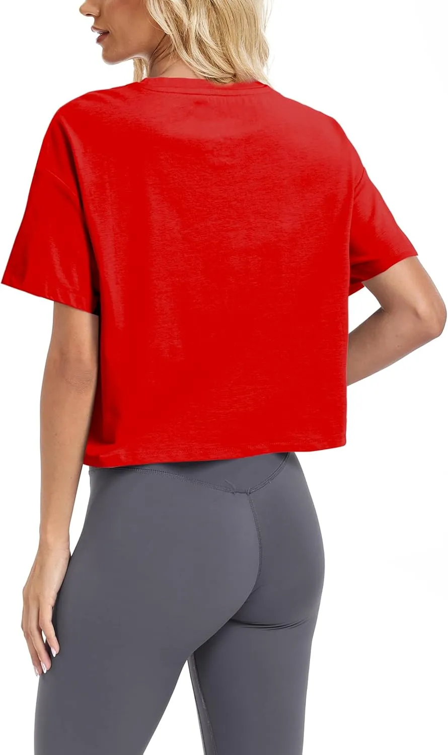 SMENG Womens Cropped T Shirt UPF50  Soft Breathable Tshirt Workout Loose Crewneck Short Sleeve Tops 2025 Trendy