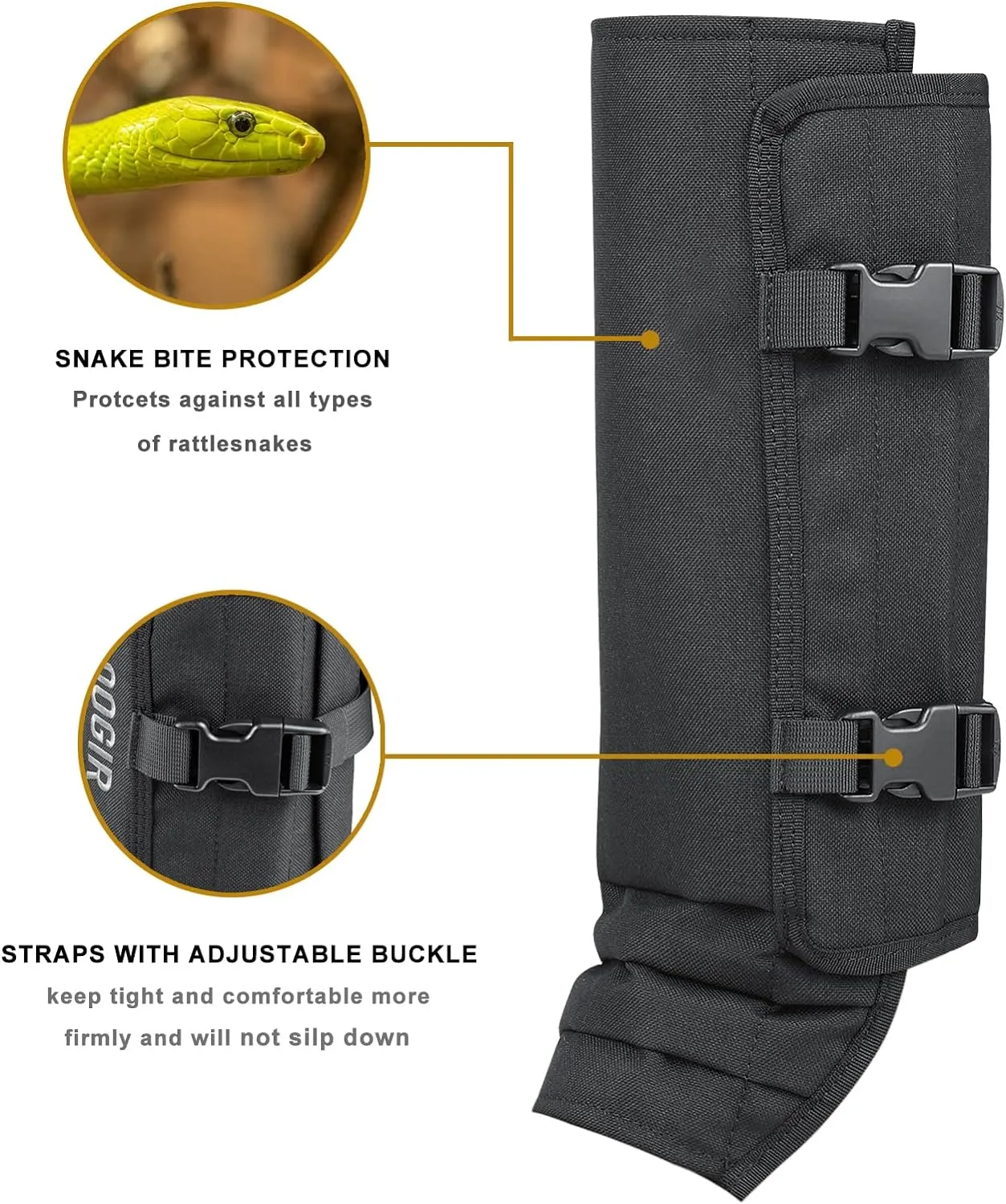 Snake Gaiters Leg Guards: Waterproof Snake Chaps for Hunting, Adjustable Leg Gaiter Snake Bite Protection for Lower Legs, Lightweight Flexible Design Snake Guards Fits Men & Women