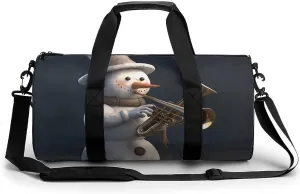 Snowman And Trumpet Sport Gym Duffle Travel Bag for Women Men Overnight Weekender Bag with Shoe Compartment,Wet Pocket