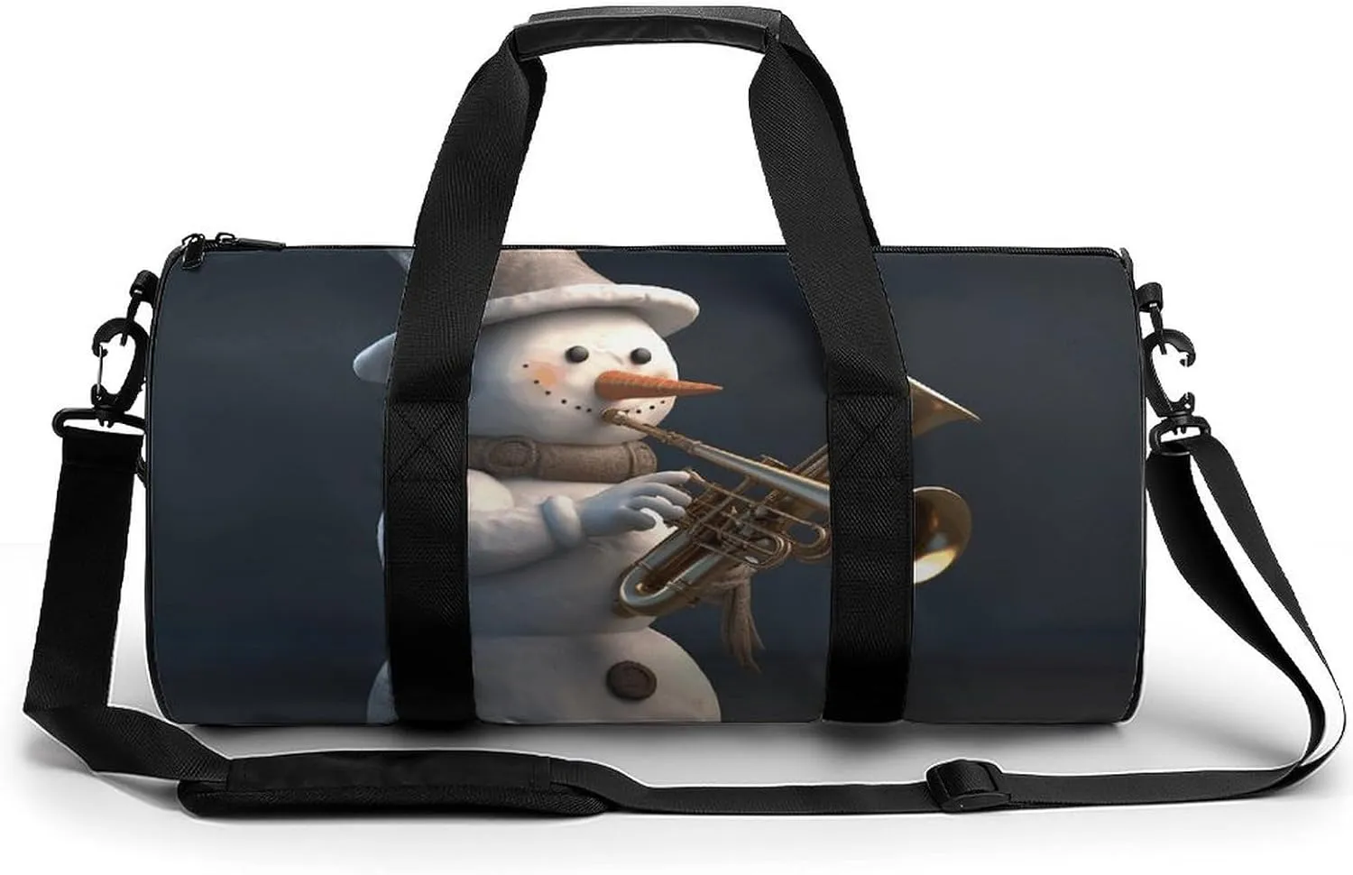 Snowman And Trumpet Sport Gym Duffle Travel Bag for Women Men Overnight Weekender Bag with Shoe Compartment,Wet Pocket