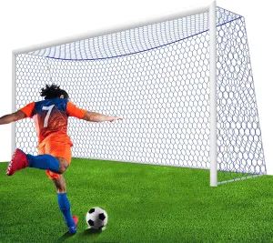 Soccer Goal Net Replacement 24x8FT & 18.5x6.5FT, Professional On-Court Quality [4mm Nylon, 4" Hexagonal], Upgraded Weather, Break and Abrasion Resistance (Net Only)