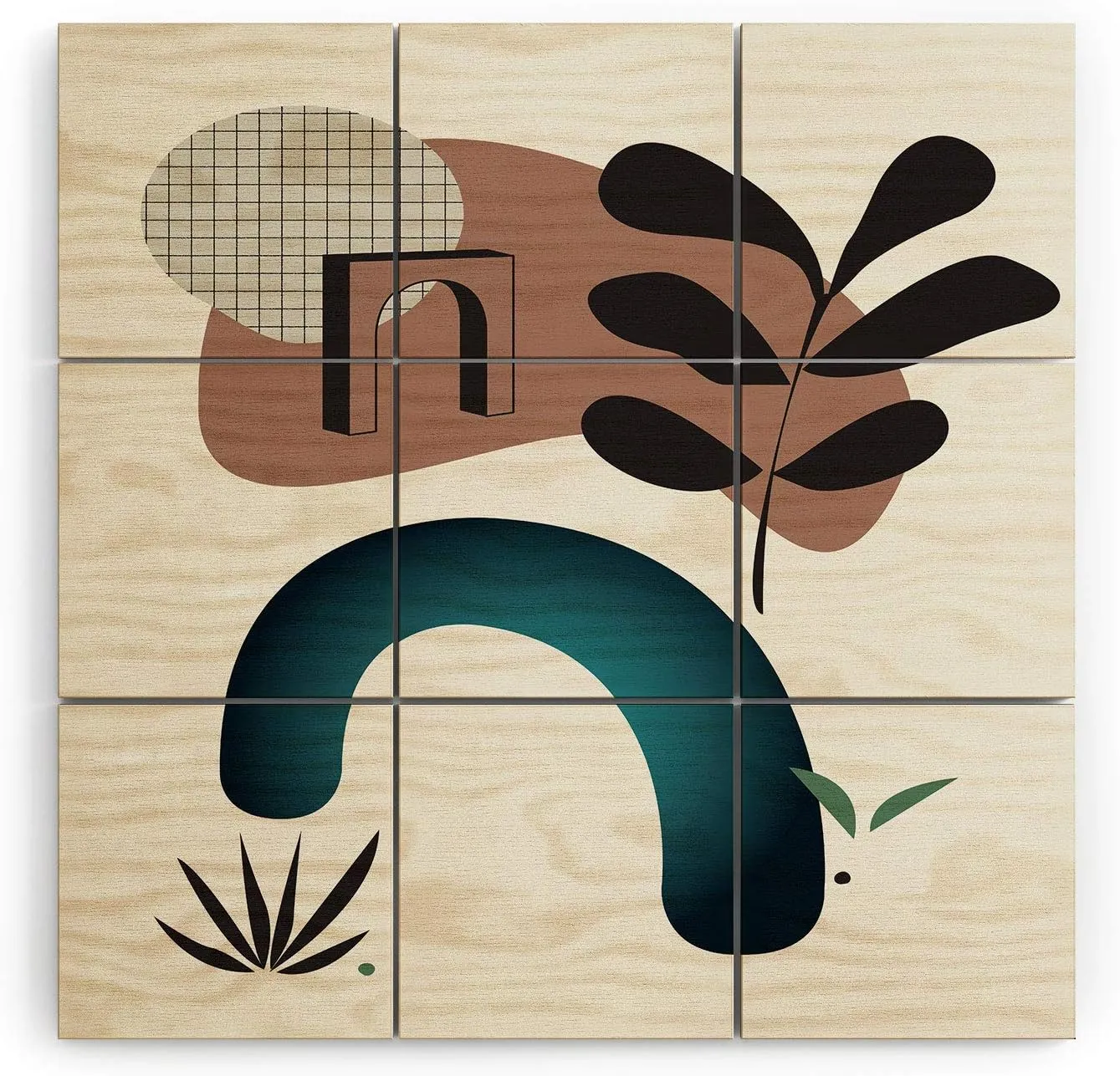 Society6 Mpgmb Shape Study #8-Synthesis Collection Wood Wall Mural, 3'x3', Multi
