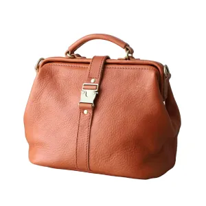 Soft Leather Doctors Bag- Doctor Style Bag, Leather Purse, Off Shoulder Bag, Monogram Leather Bag, Every Day Carry large (brown)