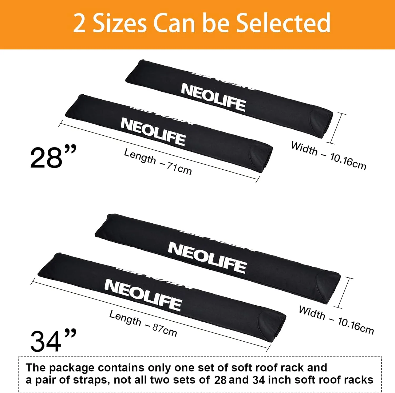 Soft Roof Rack Pads with Two 15 Ft Tie Down Straps for Surfboard, SUP Paddleboard, Snowboard, 28/34inch (Pair) Blue/Black