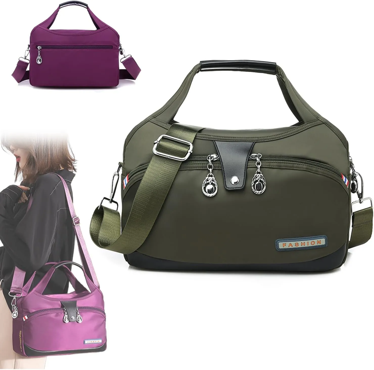 Soft Side Lightweight Underseat Tote Bag, Blaciokamith Multi-pocket Fashion Waterproof Handbag Crossbody