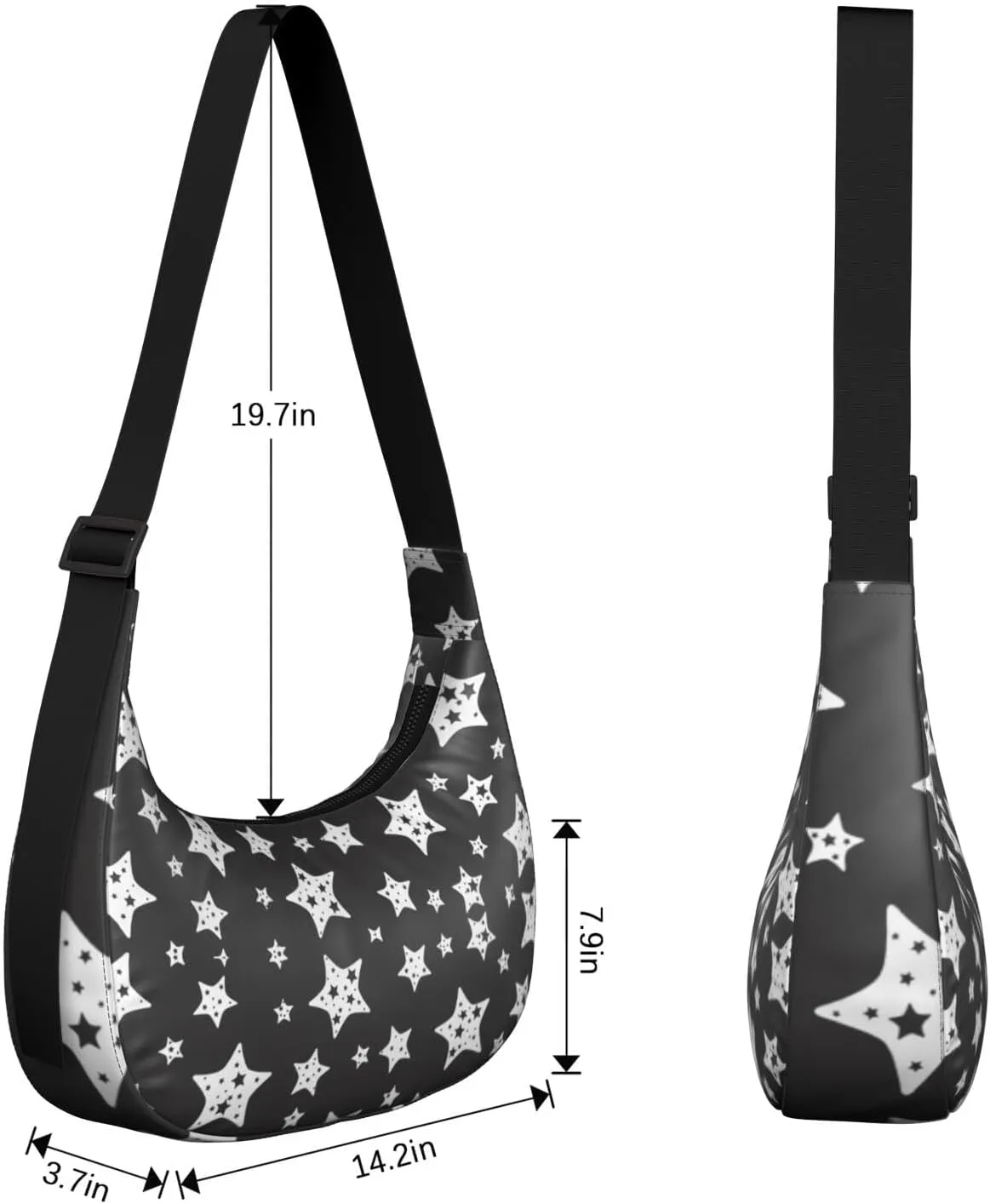 Space Sling Crossbody Bag for Women Crescent Bag with Adjustable Strap Waterproof Nylon Galaxy Shoulder Bag for Daily Work