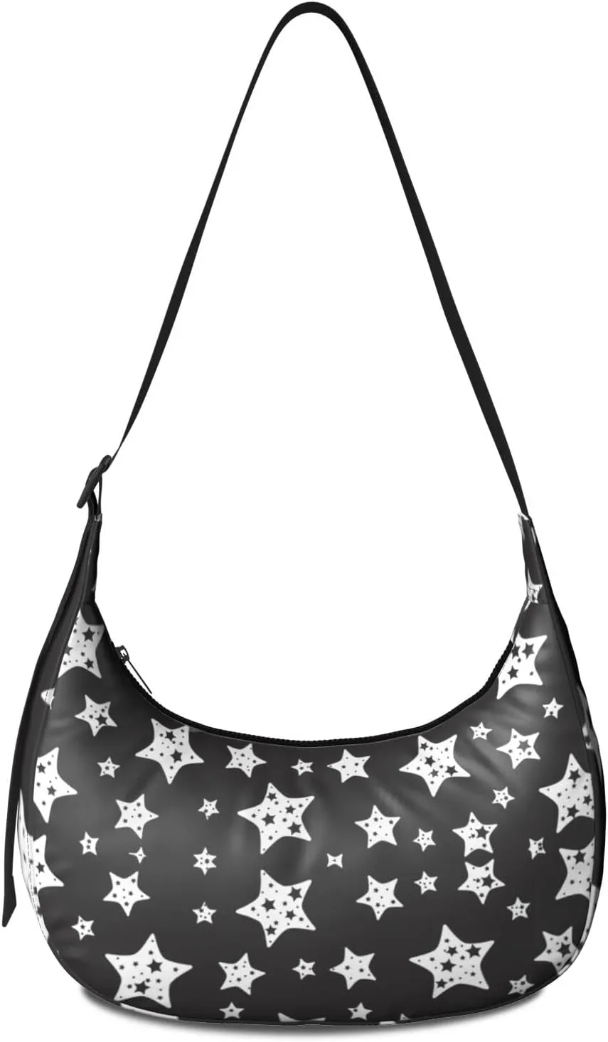 Space Sling Crossbody Bag for Women Crescent Bag with Adjustable Strap Waterproof Nylon Galaxy Shoulder Bag for Daily Work