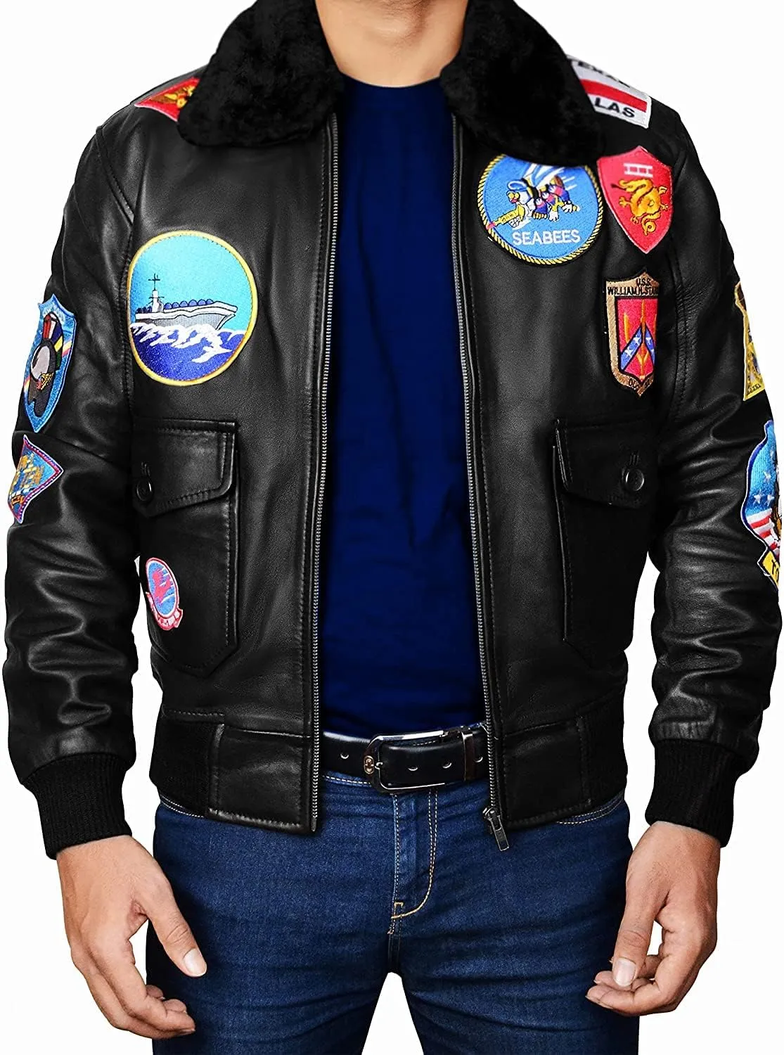 SpazeUp Men's Lambskin Leather Jacket - Distressed Brown Leather Motorcycle Jacket Men