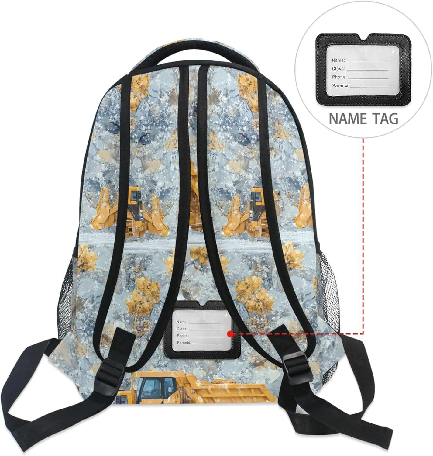Sport Backpack for Unisex Adult Fashion Diaper Bag Backpack with Chest Strap Gift Men & Women Construction Truck Cartoon Loader