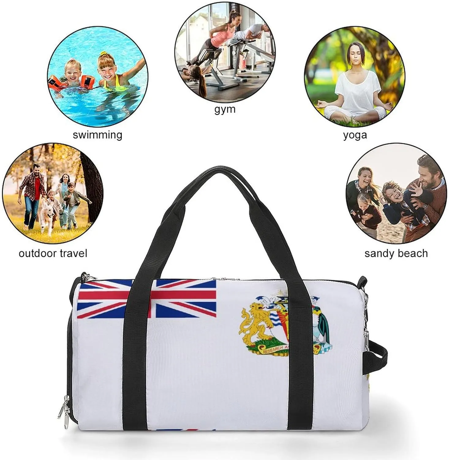 Sports Duffel Bag with British Antarctic Territory Flag for Men Women Shoe Compartment Travel