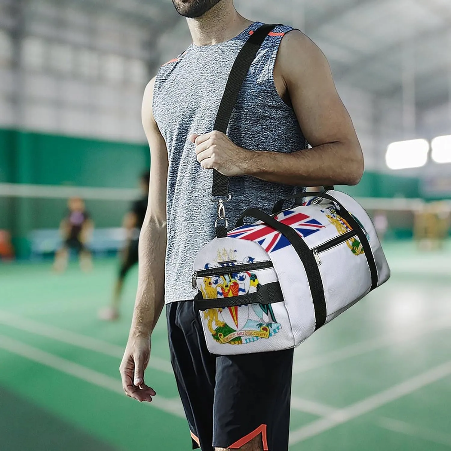 Sports Duffel Bag with British Antarctic Territory Flag for Men Women Shoe Compartment Travel