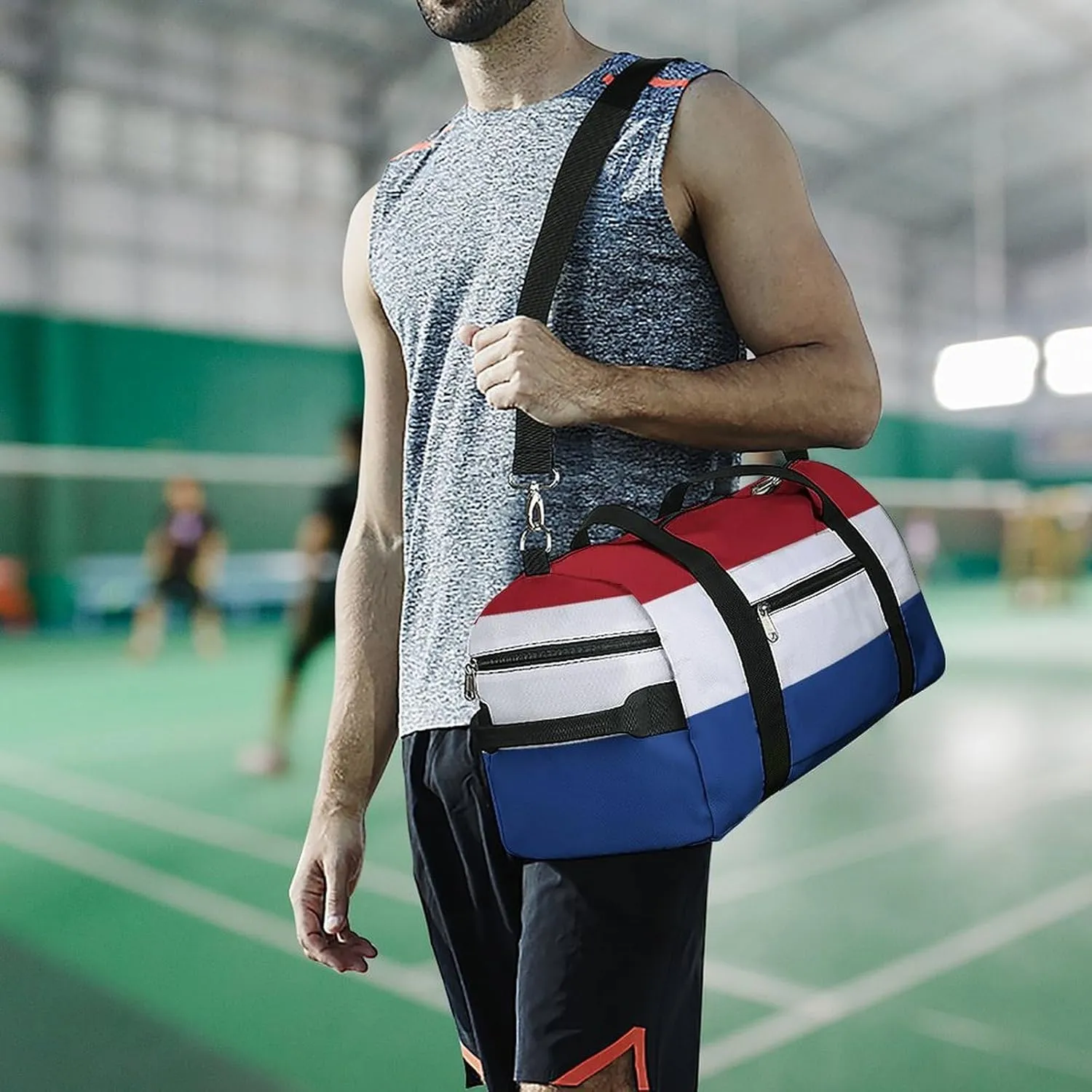 Sports Duffel Bag with Netherlands Flag for Men Women Shoe Compartment Weekender