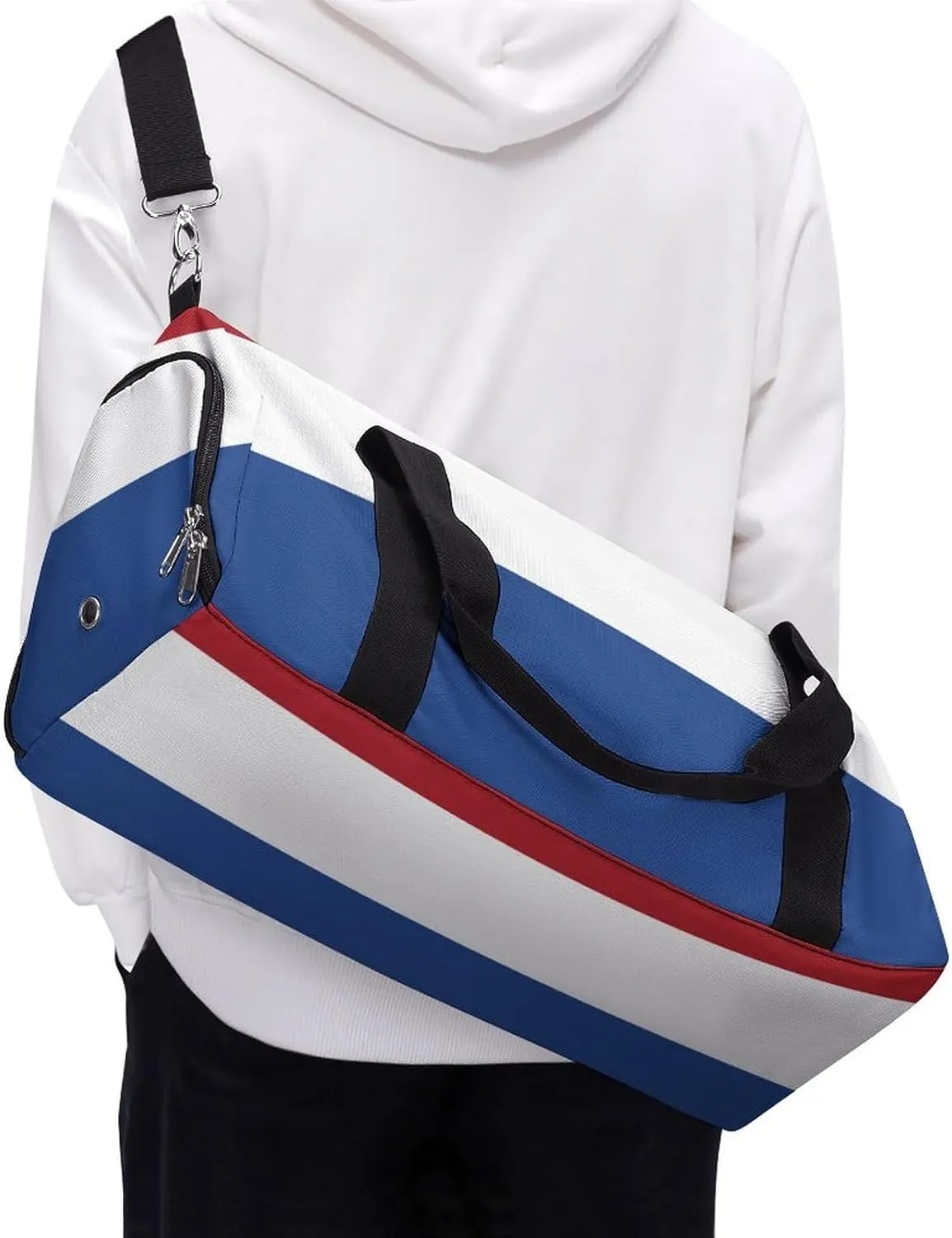 Sports Duffel Bag with Netherlands Flag for Men Women Shoe Compartment Weekender