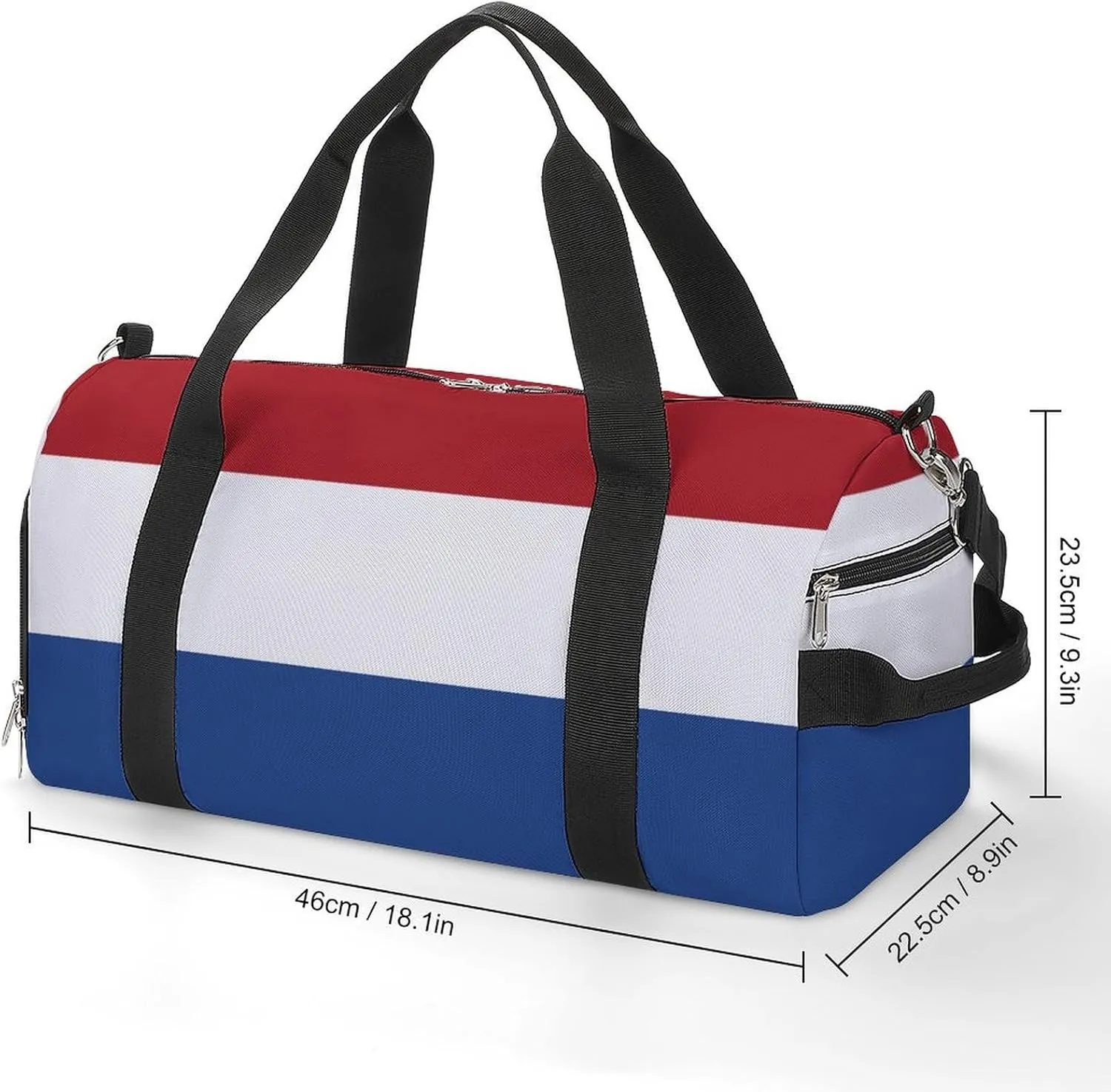 Sports Duffel Bag with Netherlands Flag for Men Women Shoe Compartment Weekender