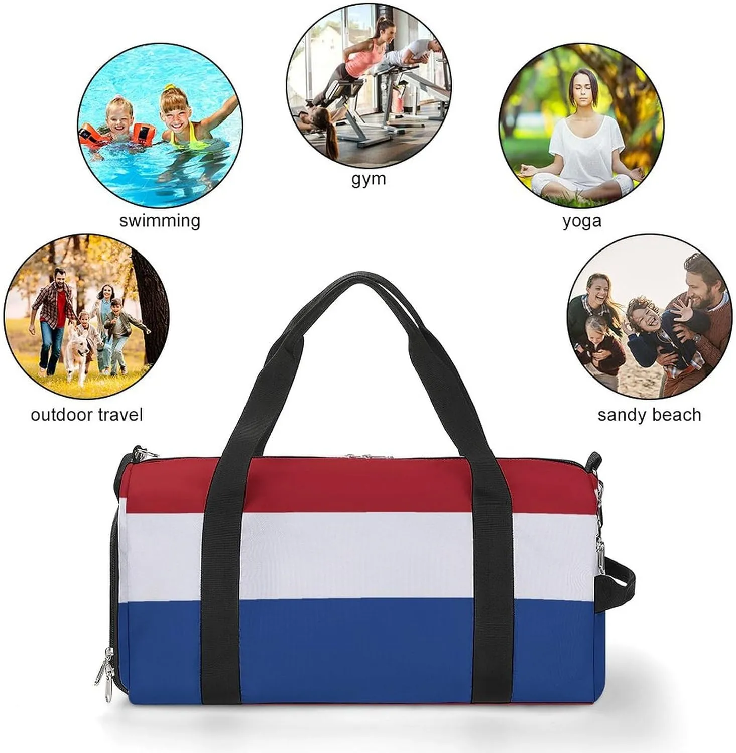 Sports Duffel Bag with Netherlands Flag for Men Women Shoe Compartment Weekender