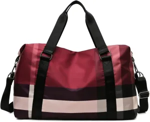 Sports Duffel Bags Gym Travel Training Sports Fitness Shoulder Crossbody Bag for Women Waterproof Large Weekend Nylon Female Hall Handbags(Rojo)