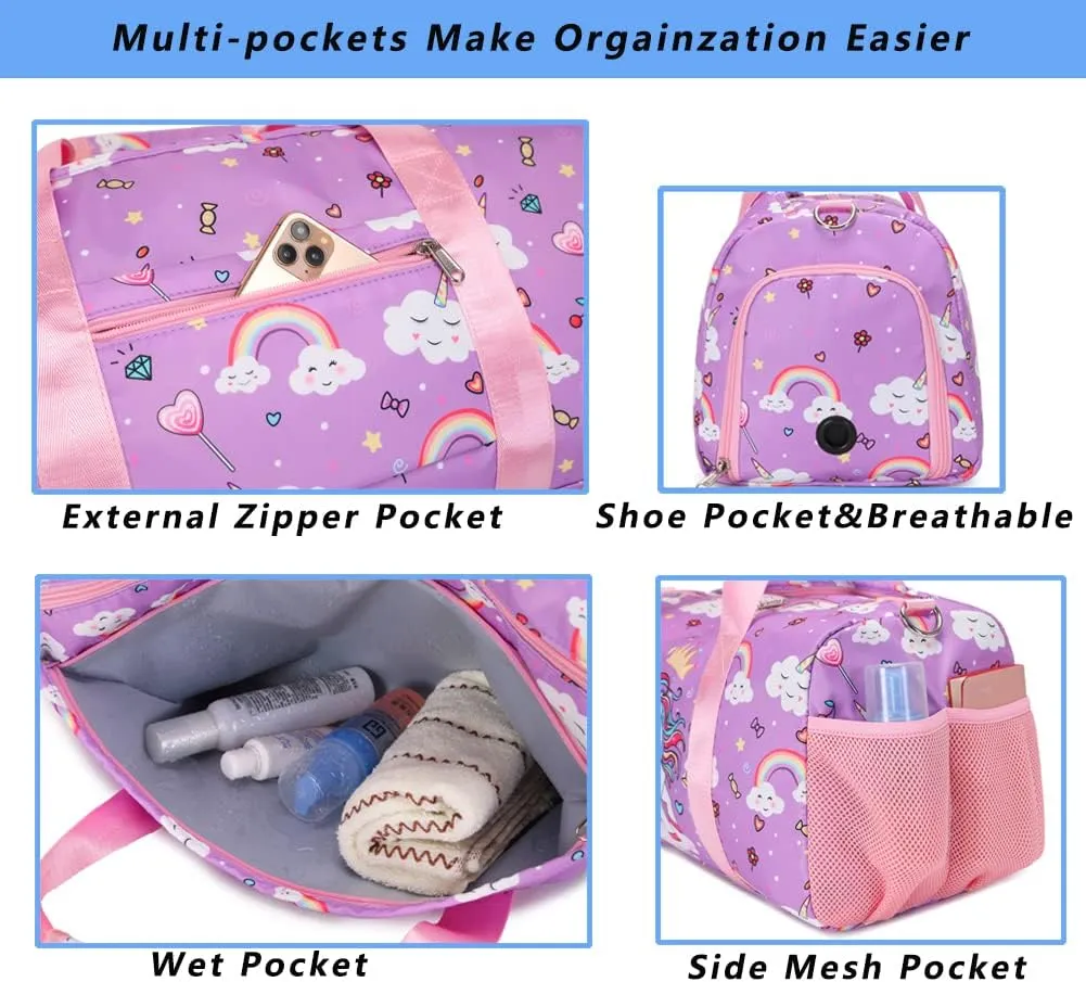 Sports Duffle for Girls - Dance,Ballet,Gym,Gymnastics & Overnight Weekender Bag with Shoe Compartments,Carry On Bag Teen