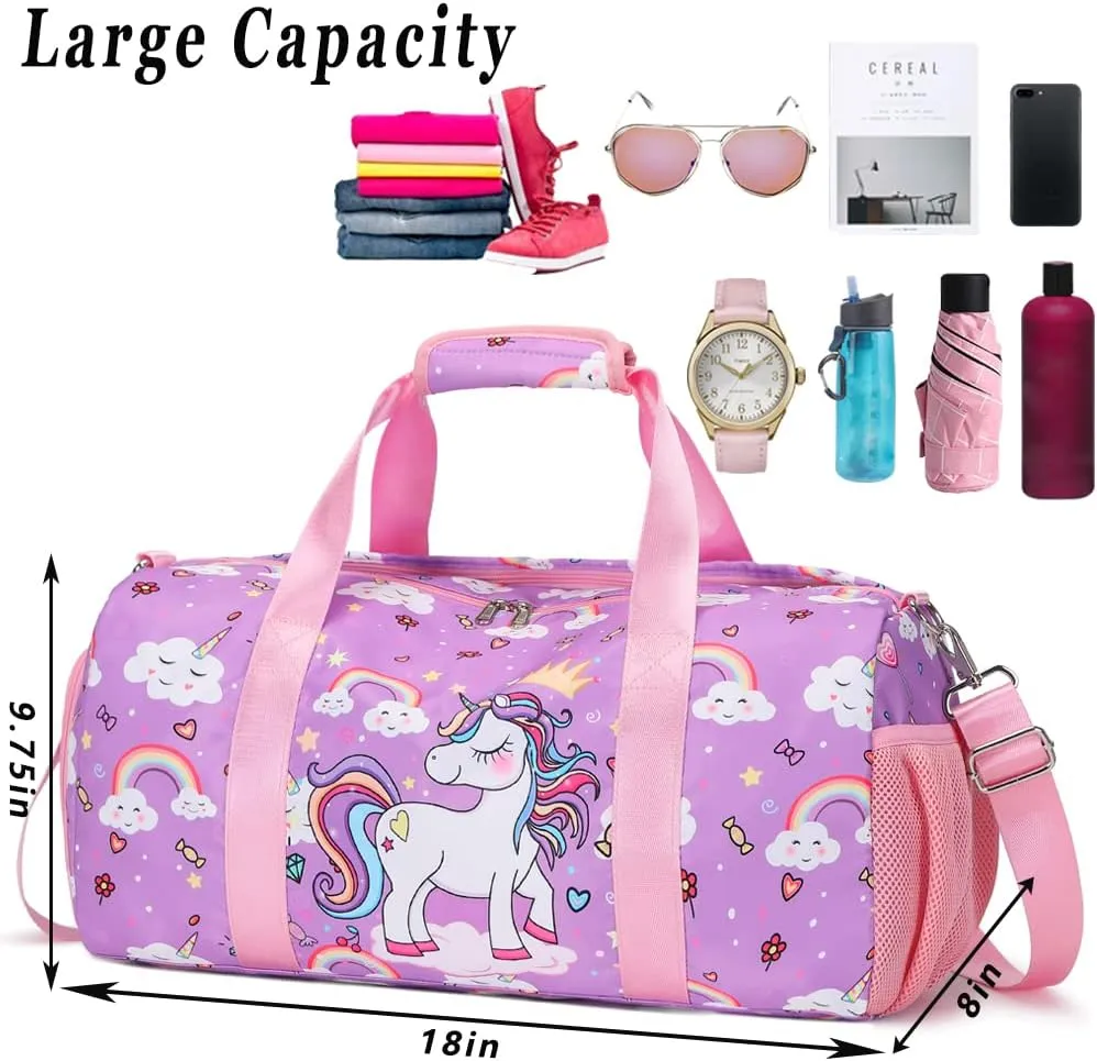 Sports Duffle for Girls - Dance,Ballet,Gym,Gymnastics & Overnight Weekender Bag with Shoe Compartments,Carry On Bag Teen