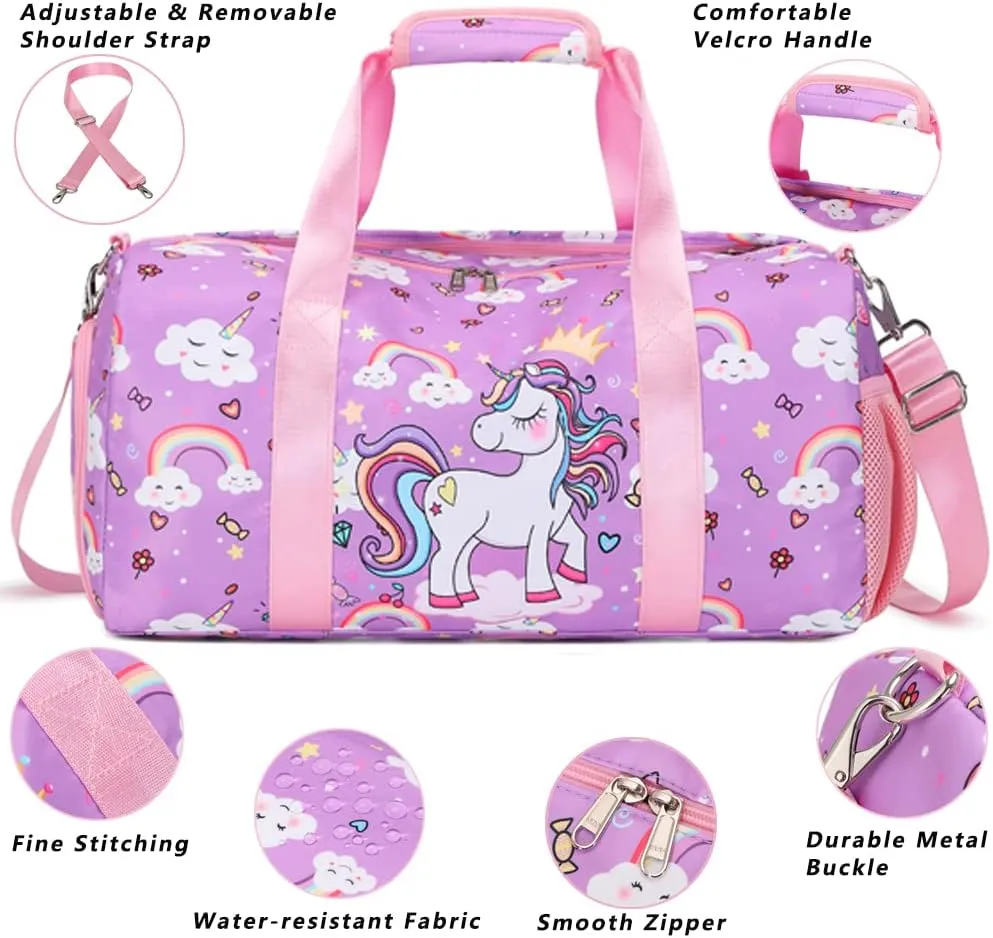 Sports Duffle for Girls - Dance,Ballet,Gym,Gymnastics & Overnight Weekender Bag with Shoe Compartments,Carry On Bag Teen