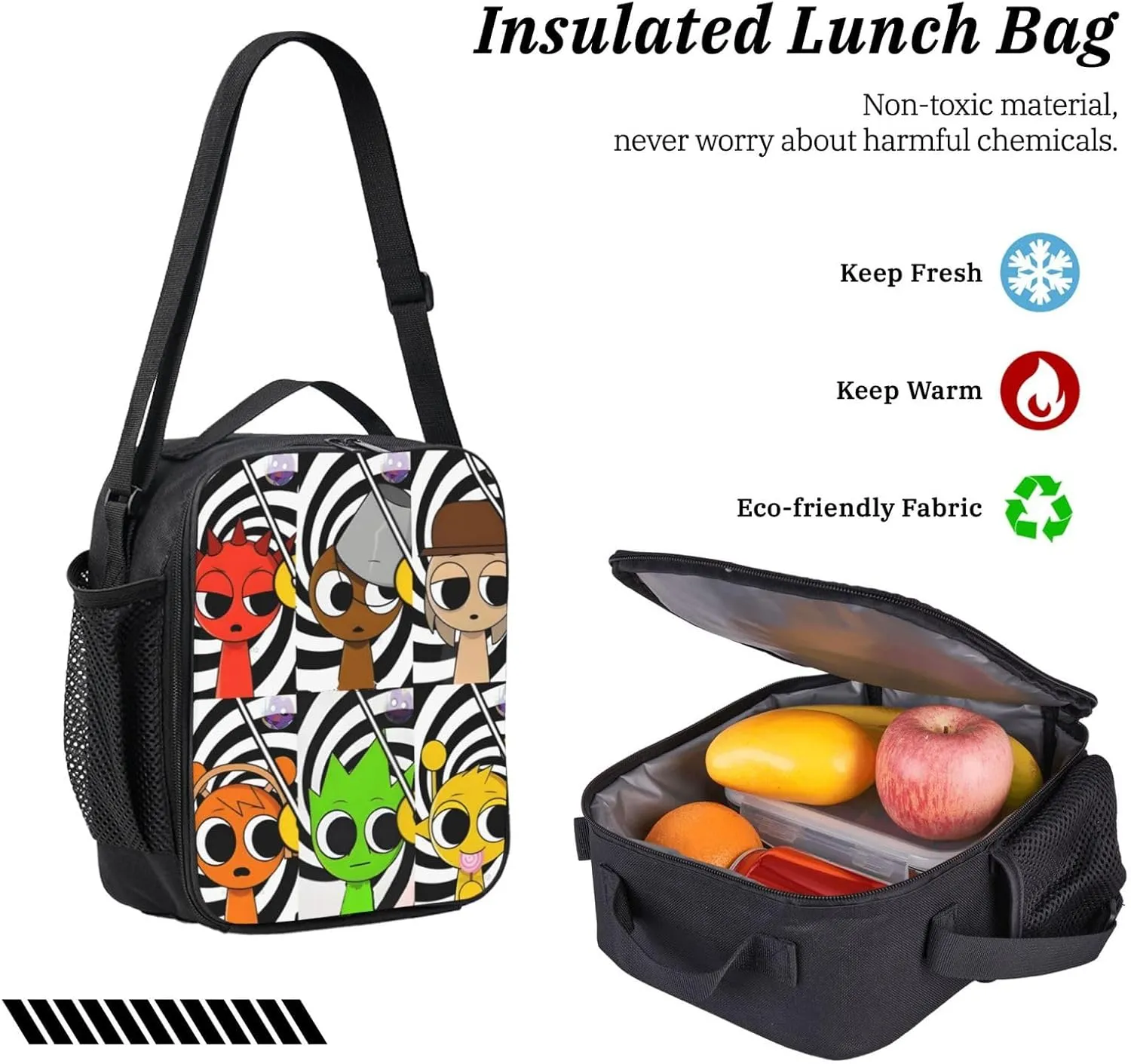 Sprunki Backpack Cartoon Print Fashion Lightweight Multi-Purpose Backpack, Unisex, 3set