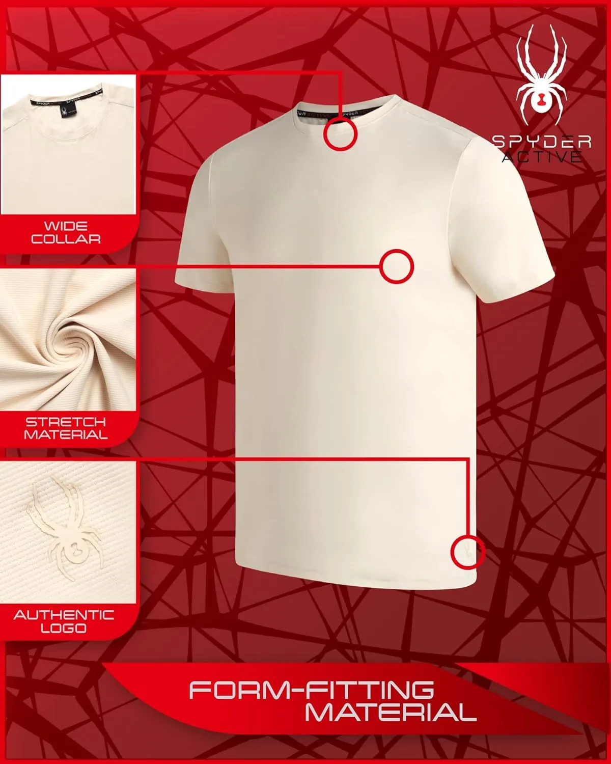 Spyder Men's Athletic T-Shirt - Textured Active Performance Stretch Sports Tee - Breathable Quick Dry Top (S-XL)