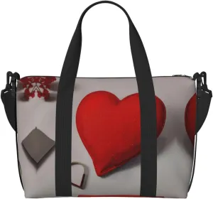 SSIMOO Romantic Reds Heart Print Versatile Travel Duffel Bag,The Companion For Business And Personal Trips, Black