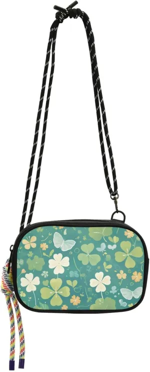 St. Patrick's Day Green Four-leaf Clover Small Purse Crossbody Mens Beauty with Credit Card Slots Shoulder Bags Have a meal bolsa para mujer