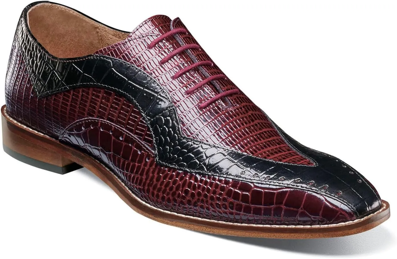 Stacy Adams Men's Tallero Lace Up Oxford, Burgundy Multi, 14