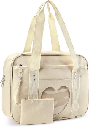STEAMEDBUN Kawaii Ita Bag Japanese School Bag Cute Tote Bag Large Shoulder Anime Heart Purse