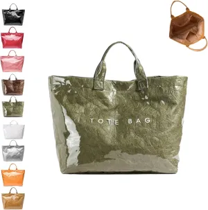 Stellaya Tote Bag, Women's Letters Print Tote Bag, Pvc Clear Tote Bag for Women, Fashionable Leopard Print Tote Bag