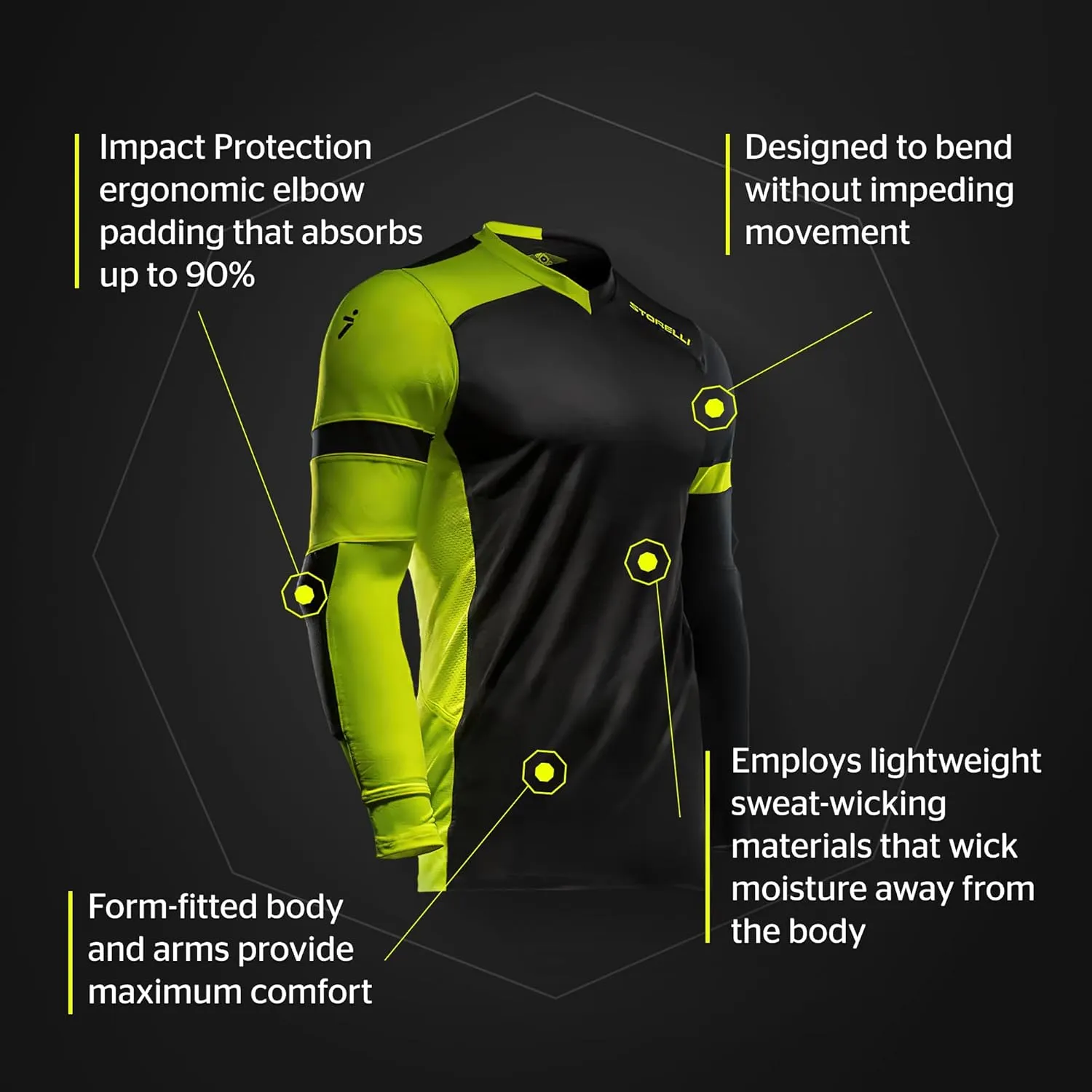 Storelli ExoShield Gladiator Goalkeeper Jersey, High-Impact Protection, Sweat-Wicking, Breathable Athletic Shirt for Soccer