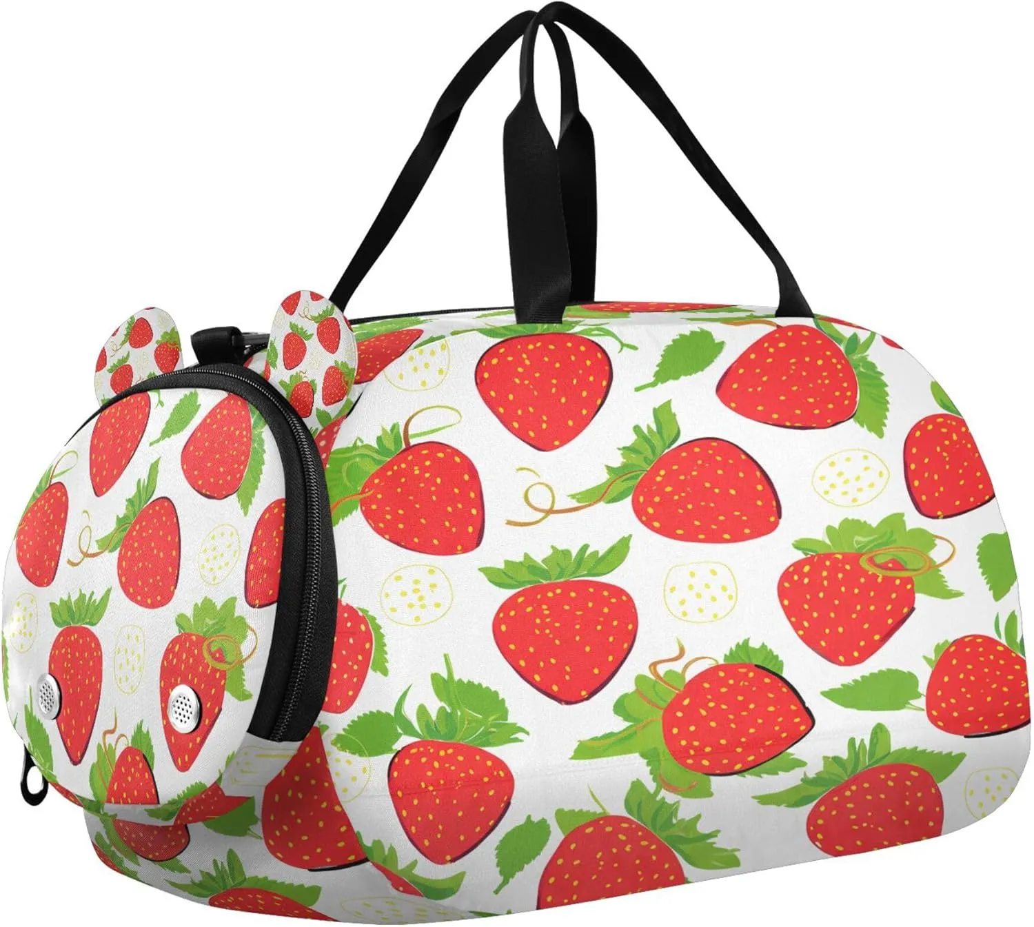 Strawberry Youth Sports & Travel Duffle Bag with Shoe Compartment,Waterproof Gym Bag for Girls and Boys (Overnight Essentials Organizer)